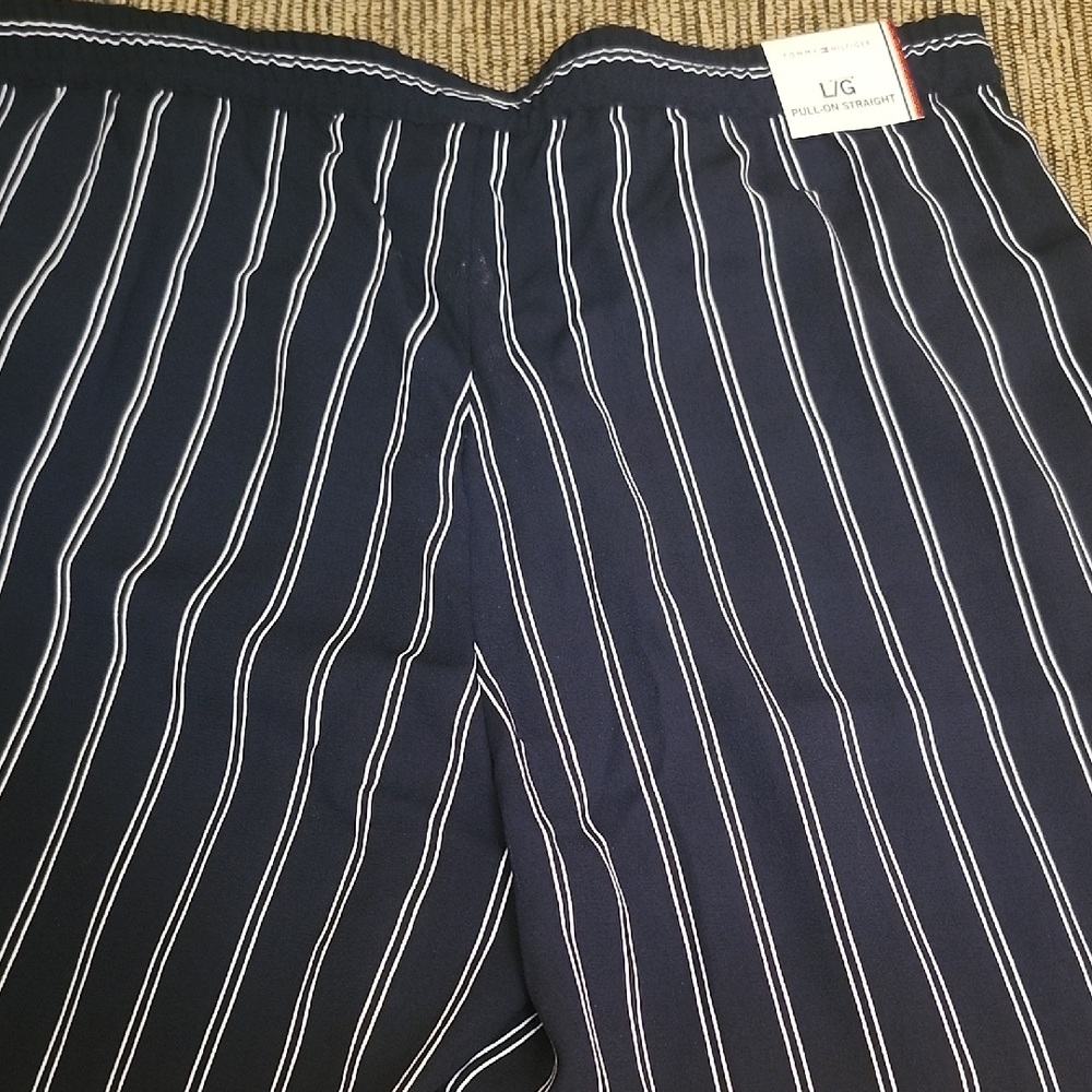 Tommy Hilfiger Navy and White Striped Pants